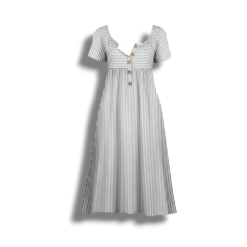 Jessica - Elegant Women's Summer Dress with Vintage Prints and Pockets